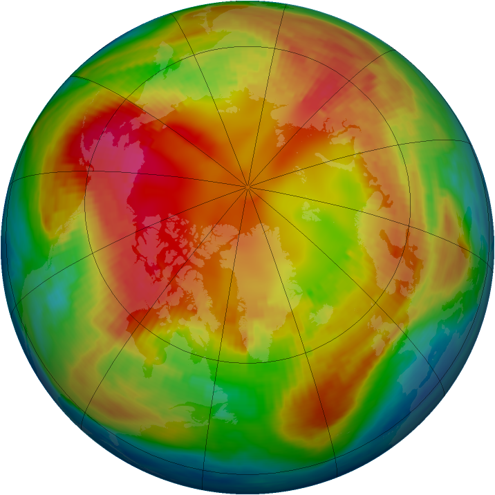 Arctic ozone map for 14 February 1985
